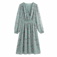 Robe cache-cur imprimée fleurs mi-longue Imprimé Fond Vert LA REDOUTE COLLECTIONS